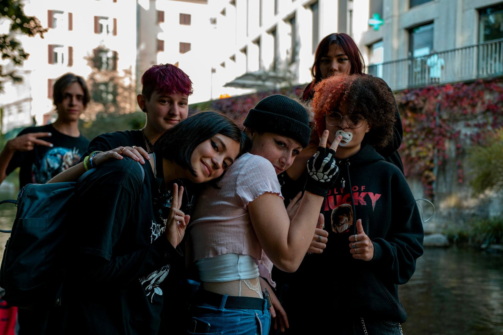 A group of young people from The Lighthouse Youth Trust standing together and smiling